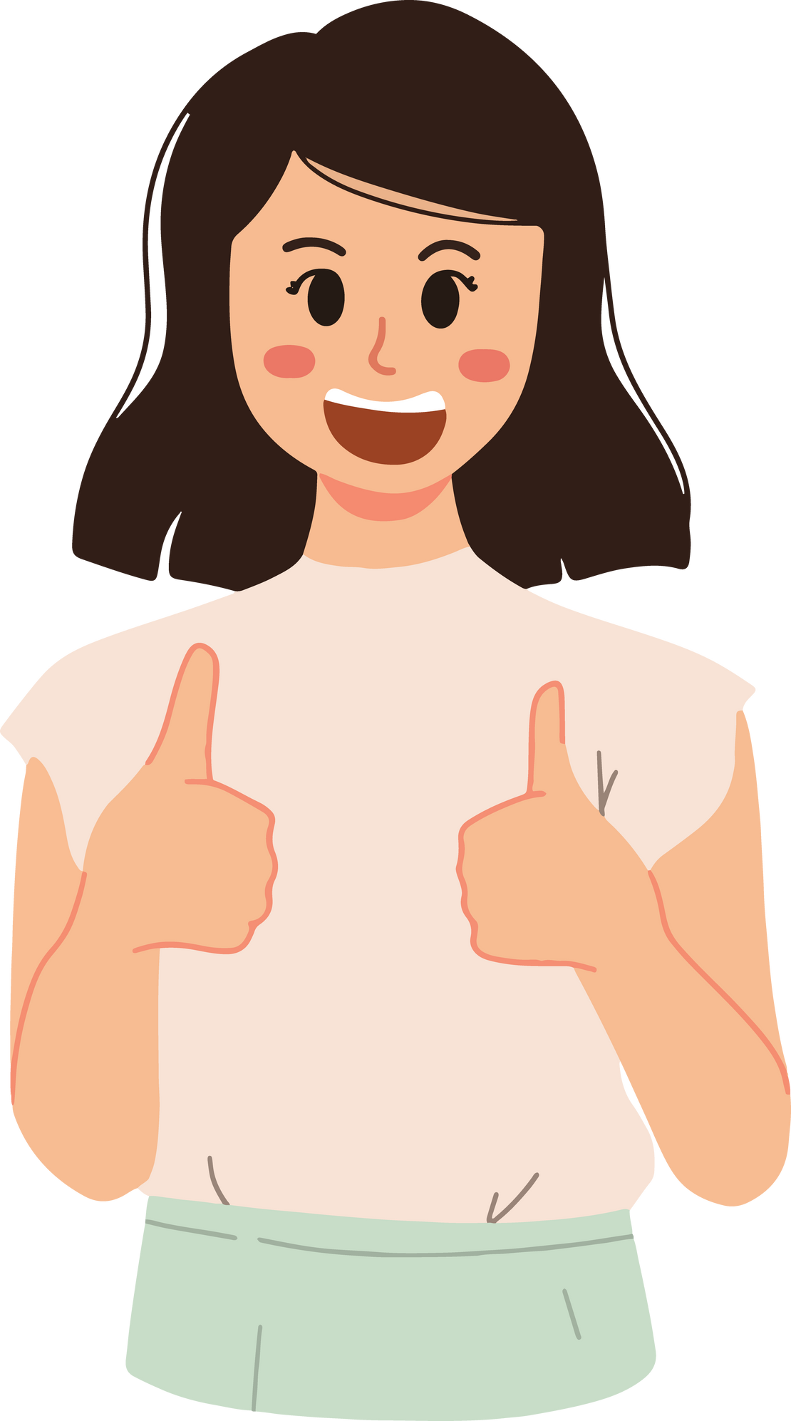happy woman with thumbs up